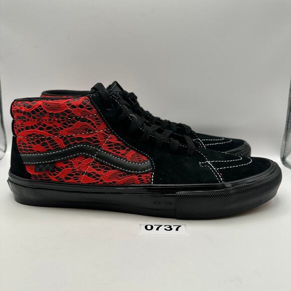 VANS X PREMIER MEN\'S 8 SKATE GROSSO MID BLACK HI RISK RED RARE LIMITED EDITION